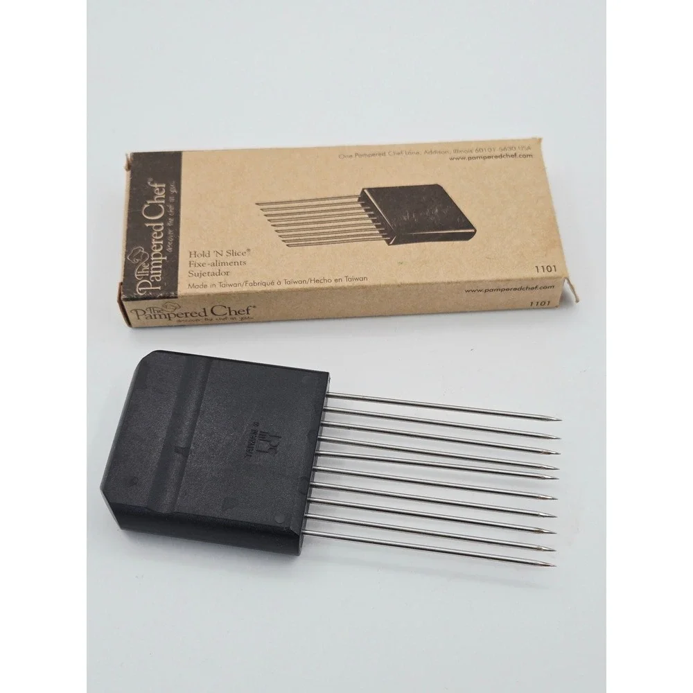 Pampered Chef Hold N Slice 1101 Black Stainless Steel Slicing Guide Tool Boxed